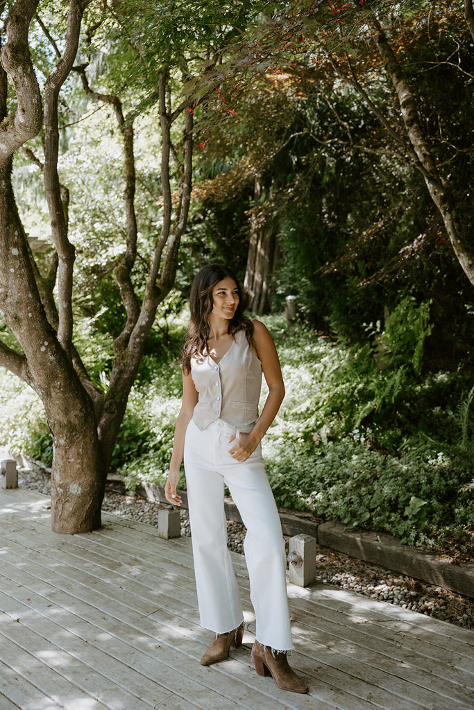 Denim Vest - Stretchy - Khaki