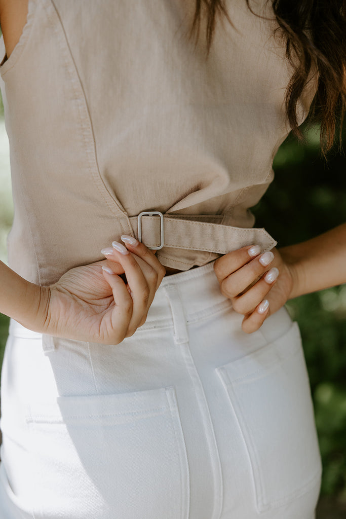 Denim Vest - Stretchy - Khaki
