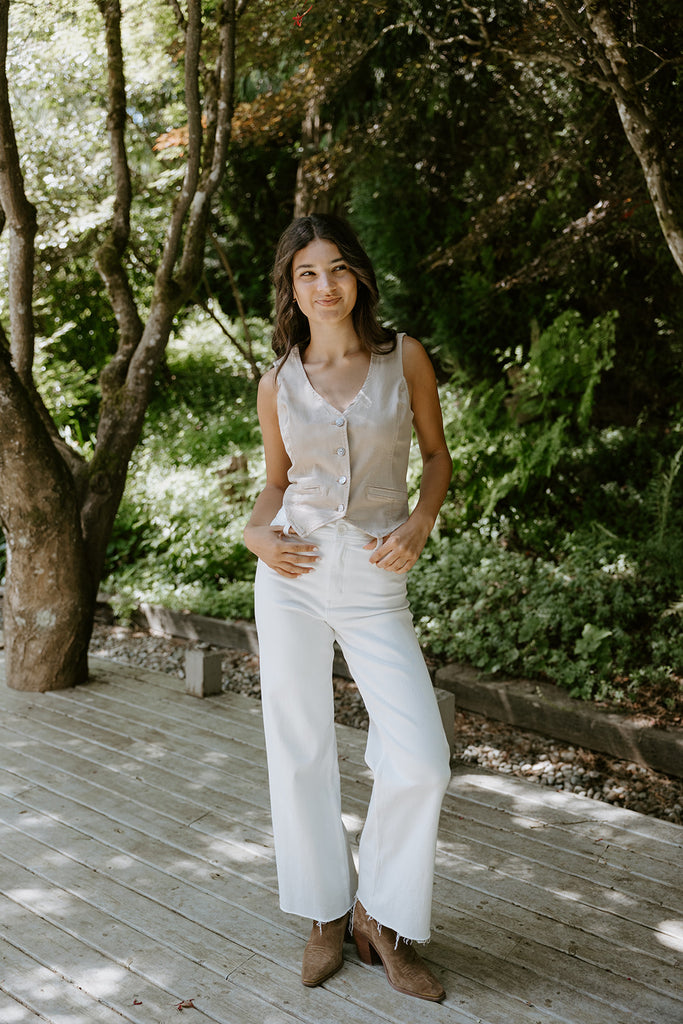 Denim Vest - Stretchy - Khaki