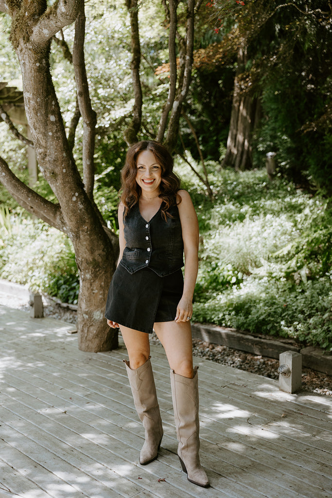 Denim Vest - Stretchy - Black