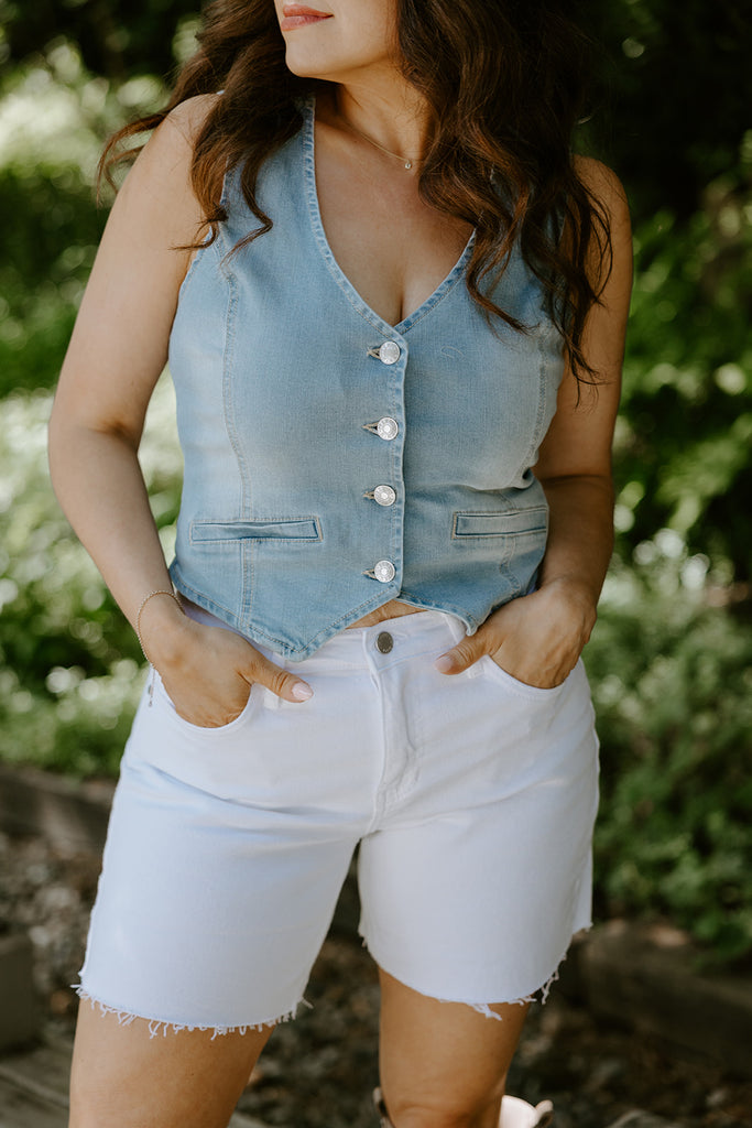 Denim Vest - Stretchy - Light Blue
