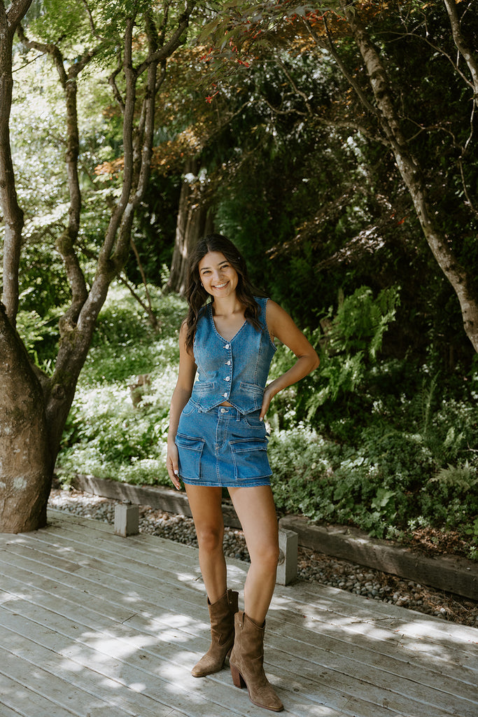 Denim Vest - Stretchy - Blue