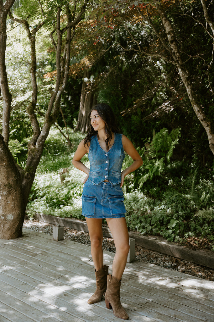 Denim Vest - Stretchy - Blue