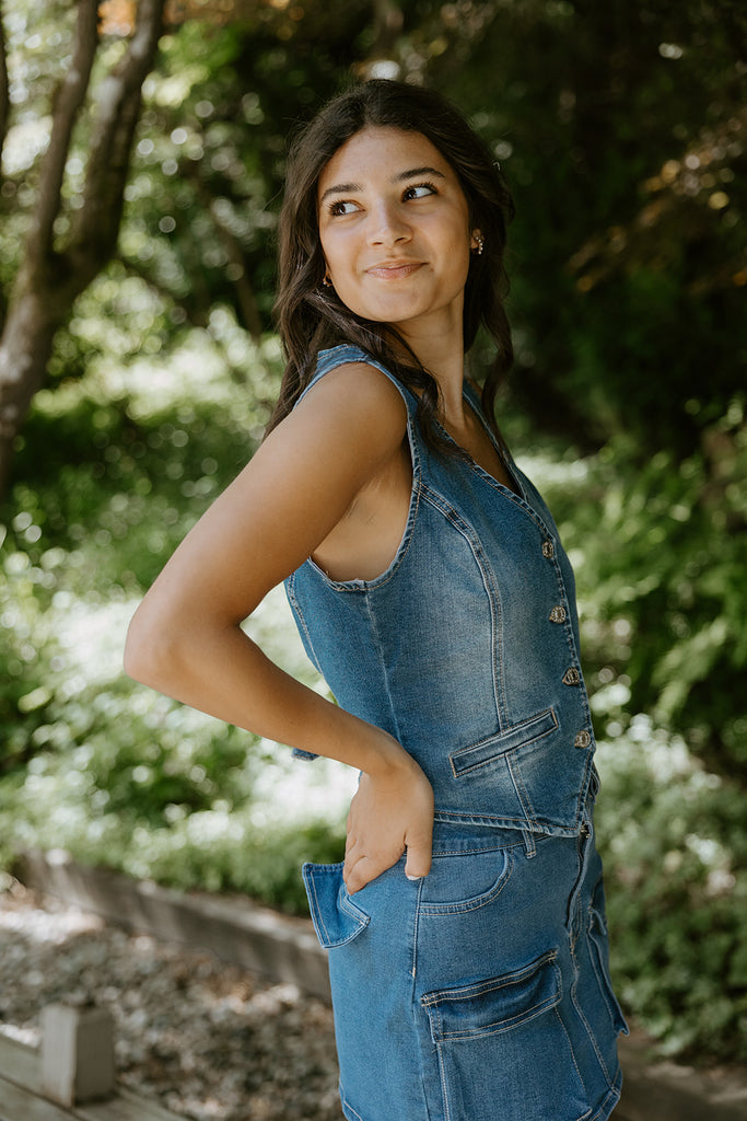 Denim Vest - Stretchy - Blue