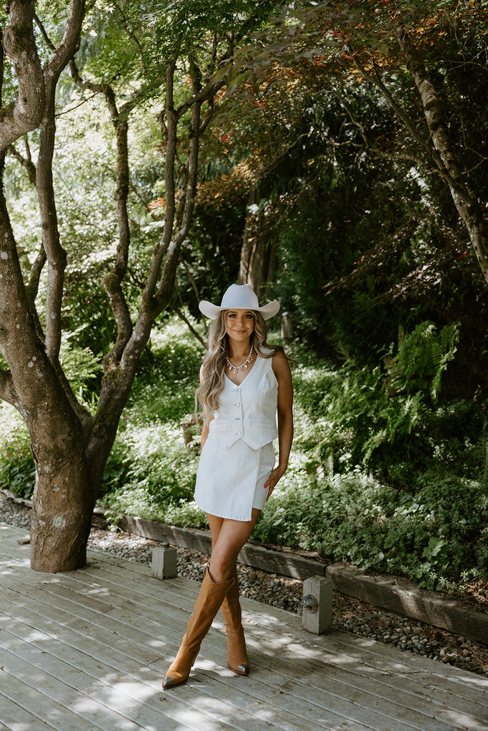 Denim Vest - Stretchy - White