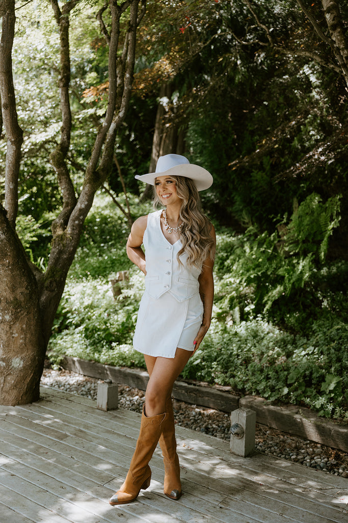 Denim Vest - Stretchy - White