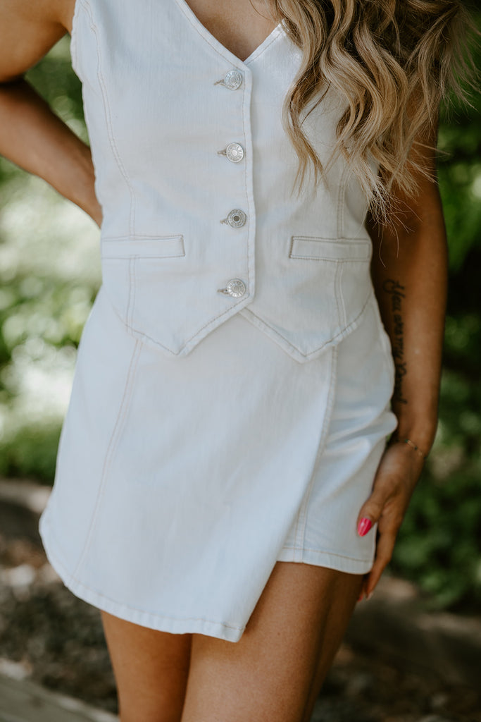 Denim Vest - Stretchy - White