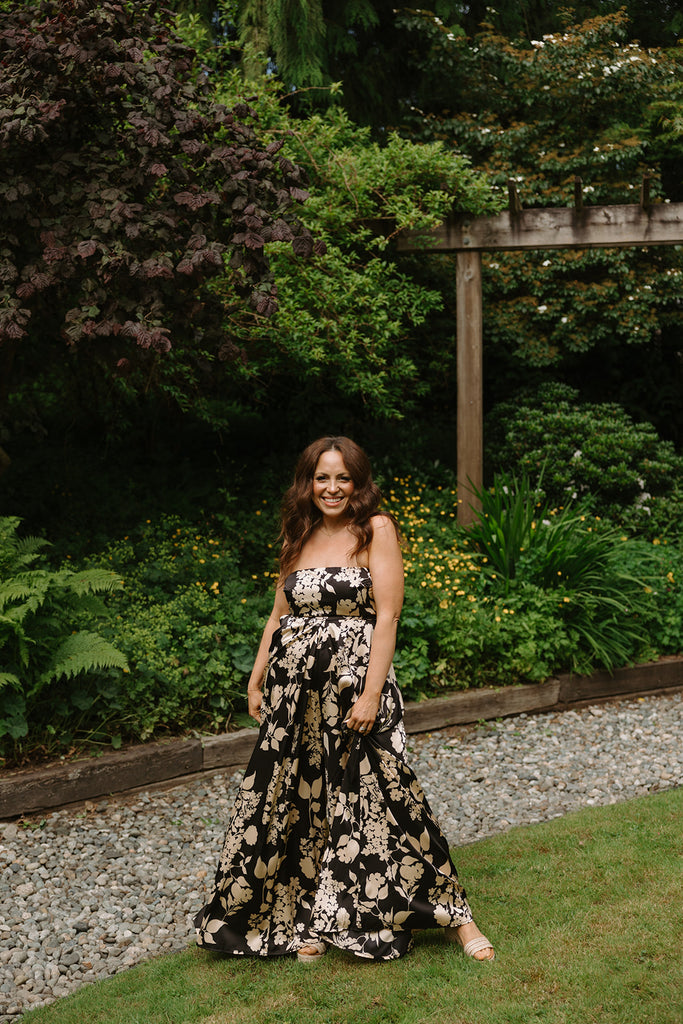 Floral Tube Tie Jumpsuit - Black