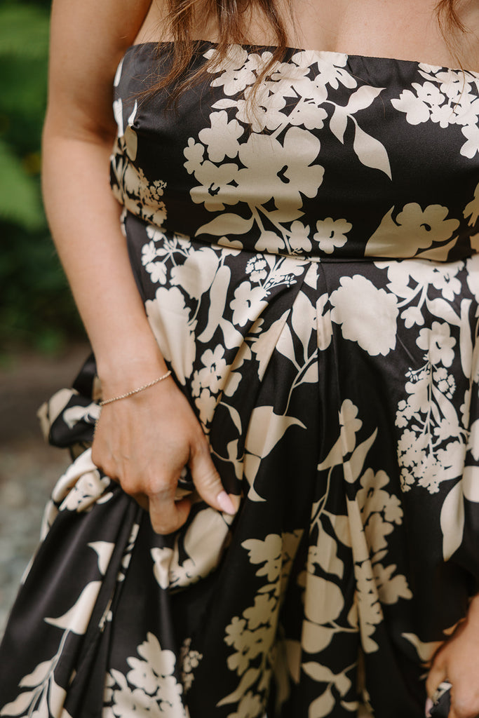 Floral Tube Tie Jumpsuit - Black