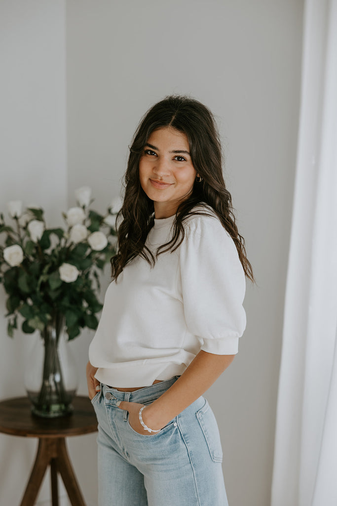 Puff Sleeve Sweatshirt - Cream
