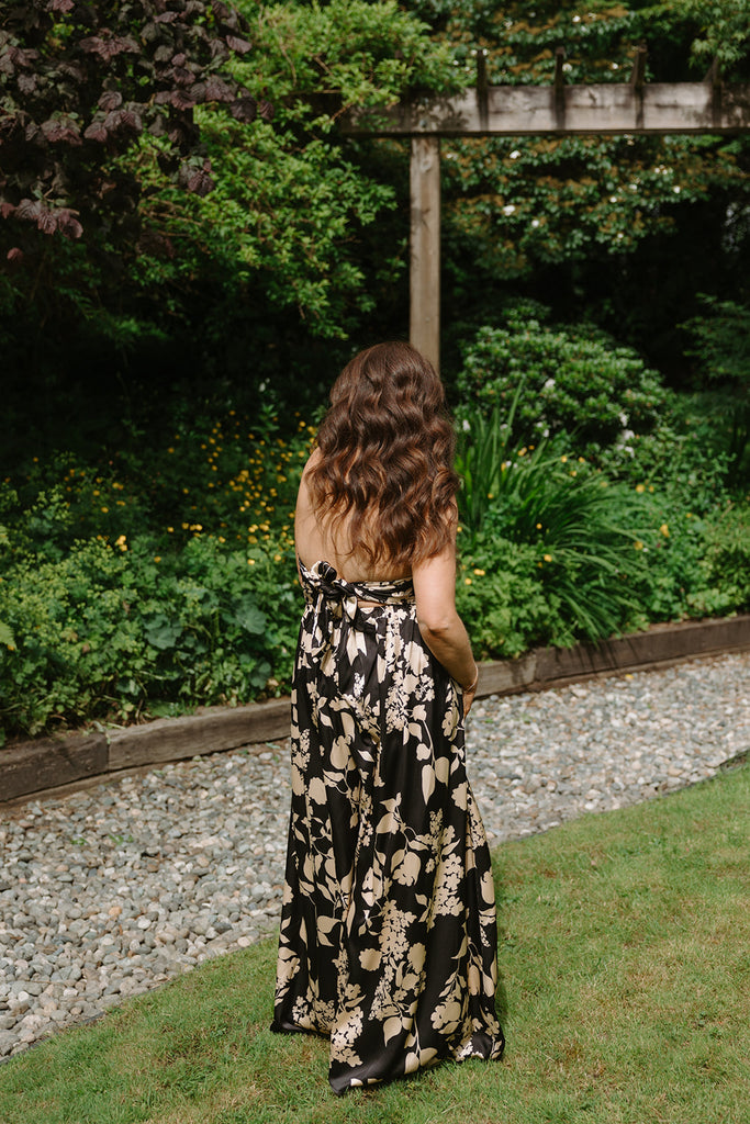 Floral Tube Tie Jumpsuit - Black