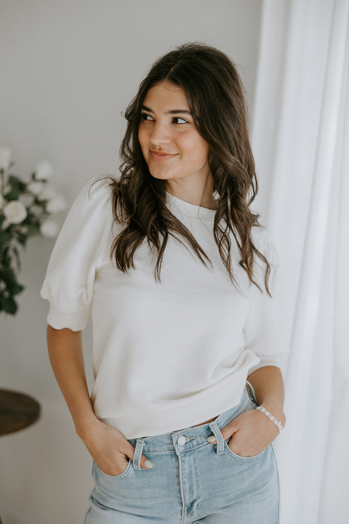 Puff Sleeve Sweatshirt - Cream