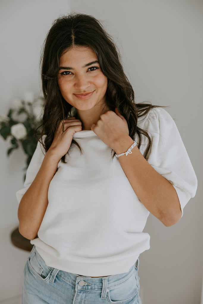 Puff Sleeve Sweatshirt - Cream