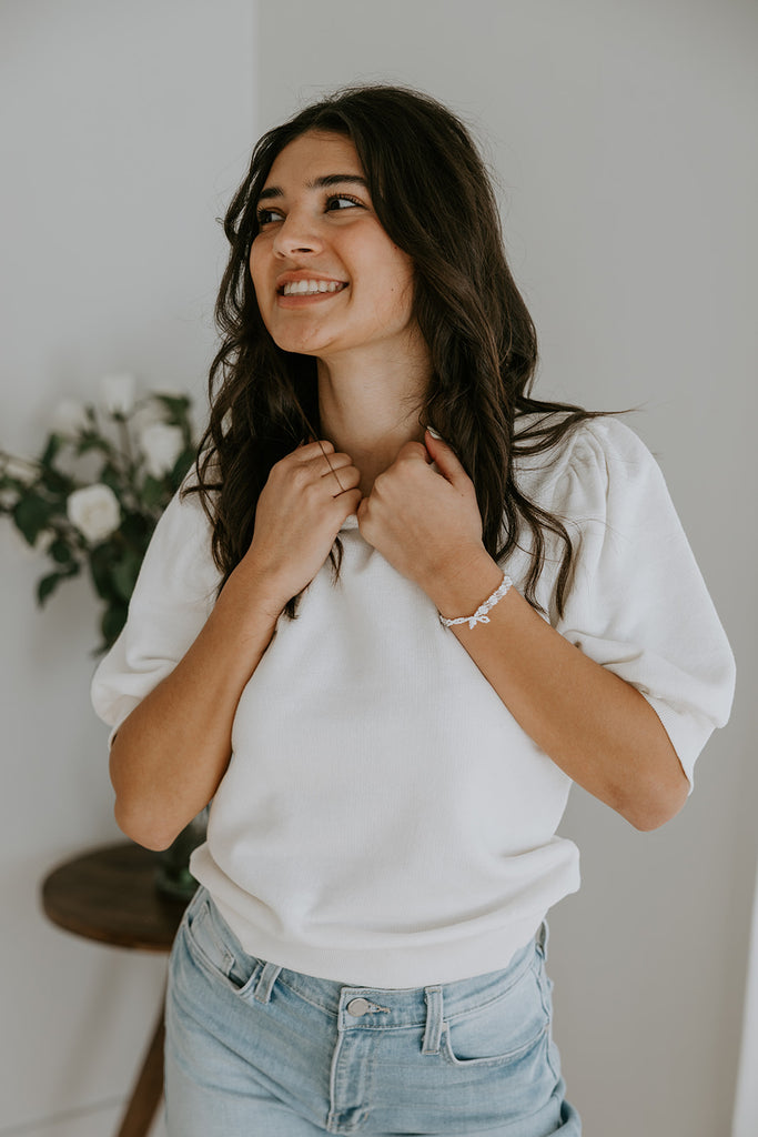 Puff Sleeve Sweatshirt - Cream