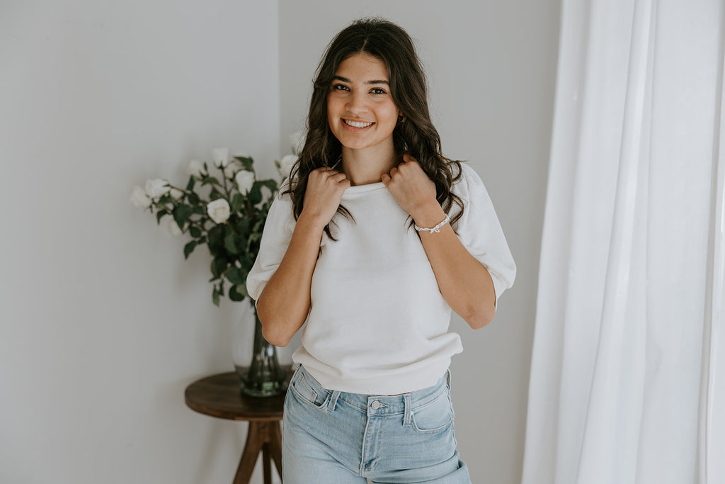 Puff Sleeve Sweatshirt - Cream