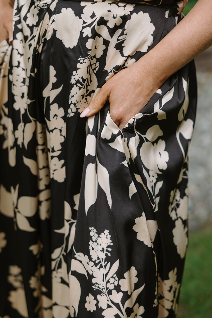 Floral Tube Tie Jumpsuit - Black