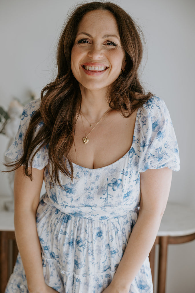 Tie Back Dress - Floral Blue