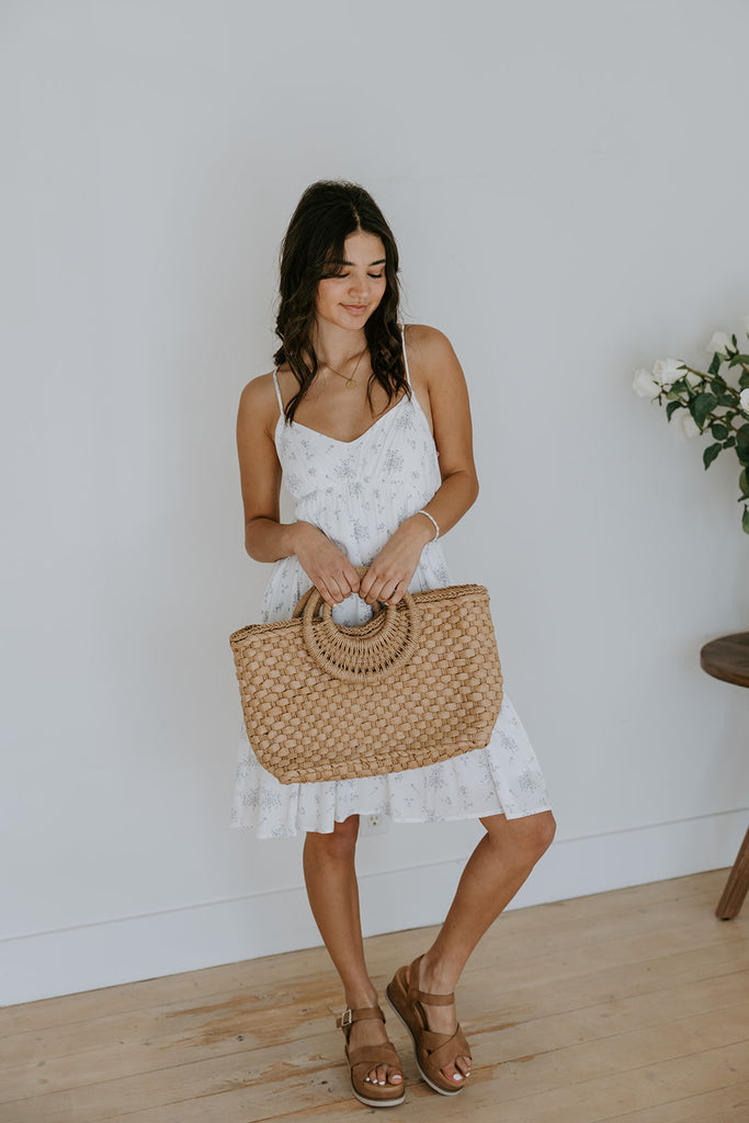 Blue Floral Print Summer Dress