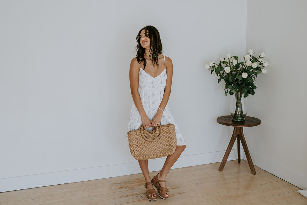 Blue Floral Print Summer Dress