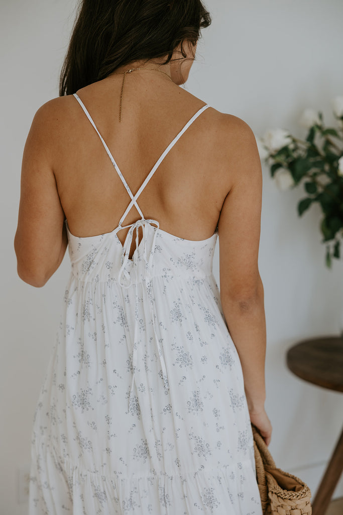 Blue Floral Print Summer Dress