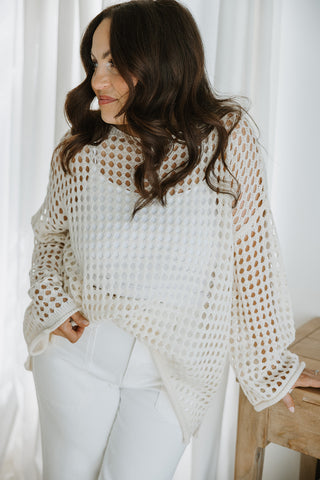 Lightweight Crochet Sweater - White