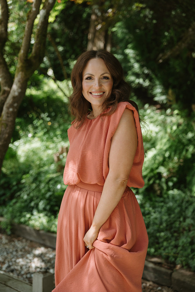 Bubble Top & Midi Skirt Set - Apricot