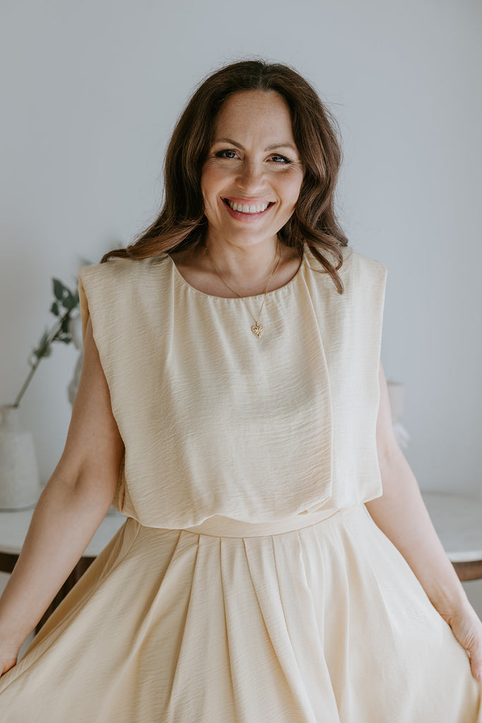 Bubble Top & Midi Skirt Set - Yellow