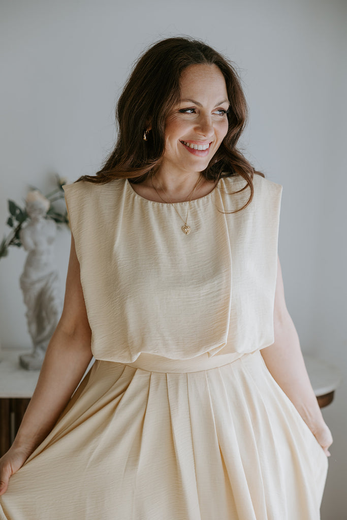 Bubble Top & Midi Skirt Set - Yellow