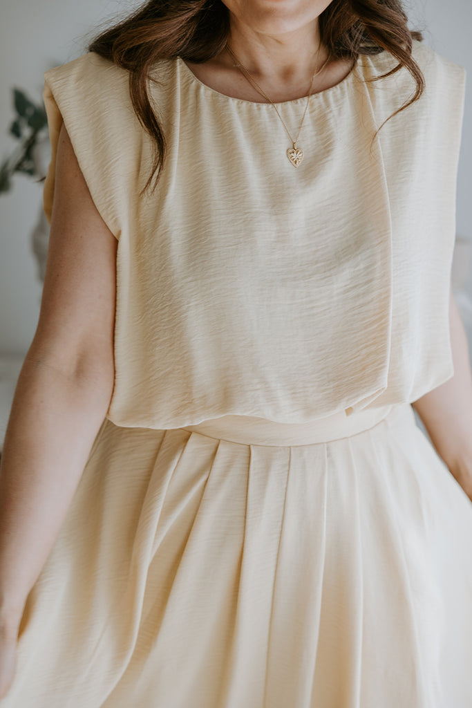 Bubble Top & Midi Skirt Set - Yellow