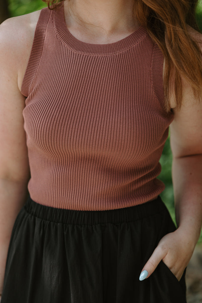 Ribbed Tank Top - Red Bean