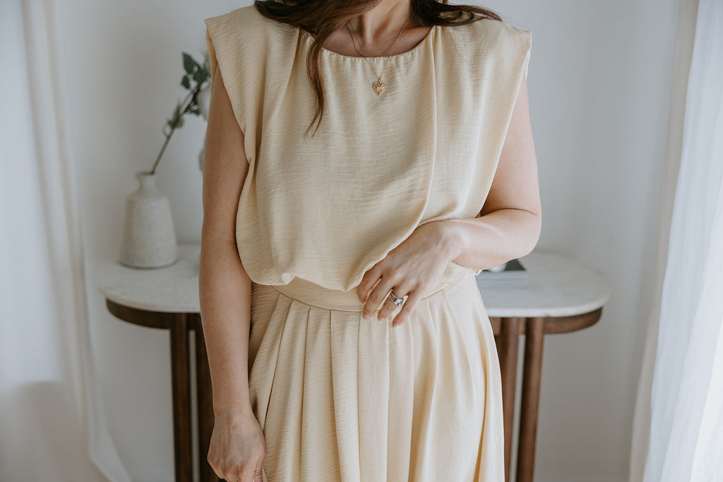 Bubble Top & Midi Skirt Set - Yellow