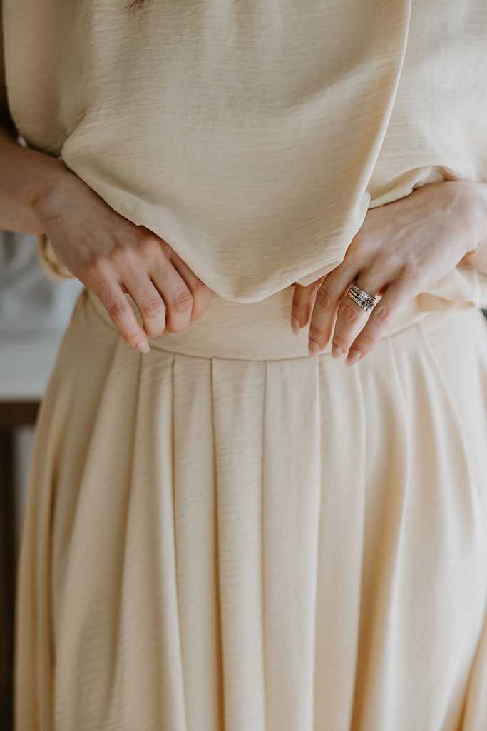 Bubble Top & Midi Skirt Set - Yellow