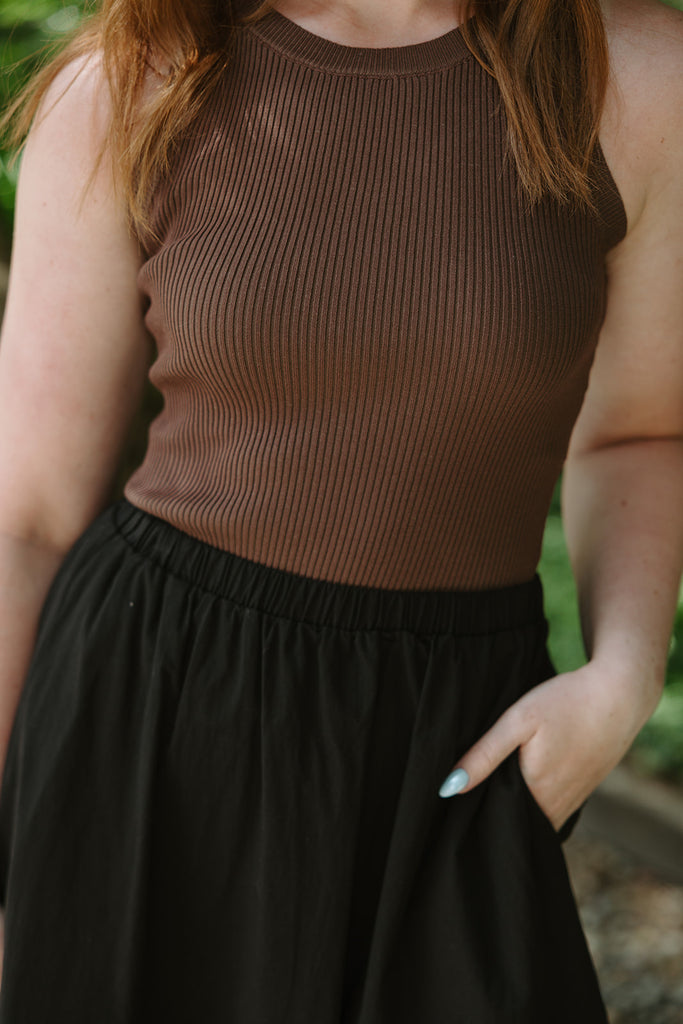 Ribbed Tank Top - Chocolate