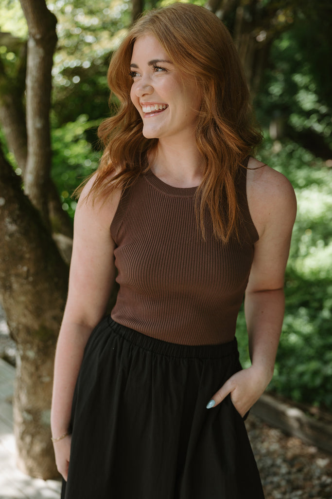 Ribbed Tank Top - Chocolate