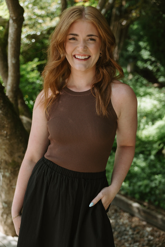Ribbed Tank Top - Chocolate