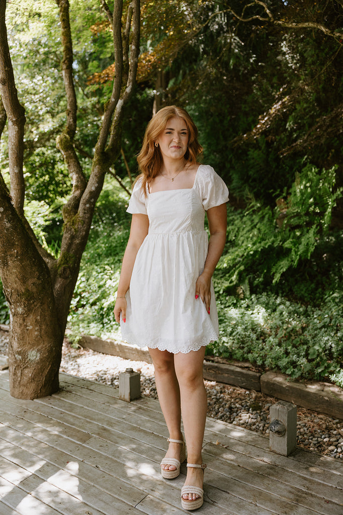 Babydoll Eyelet Dress - Natural