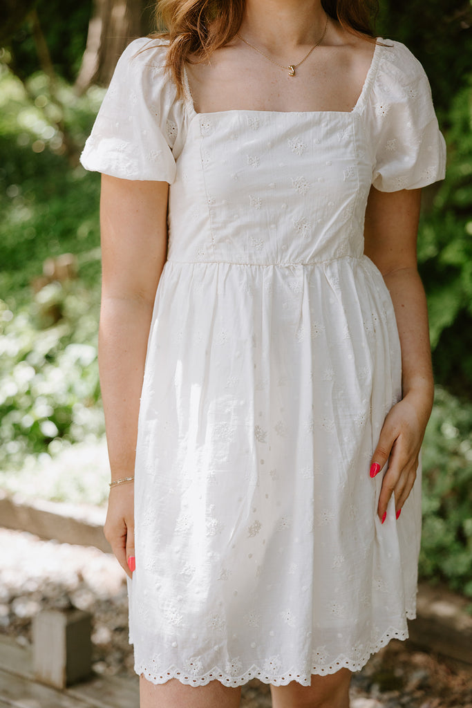 Babydoll Eyelet Dress - Natural