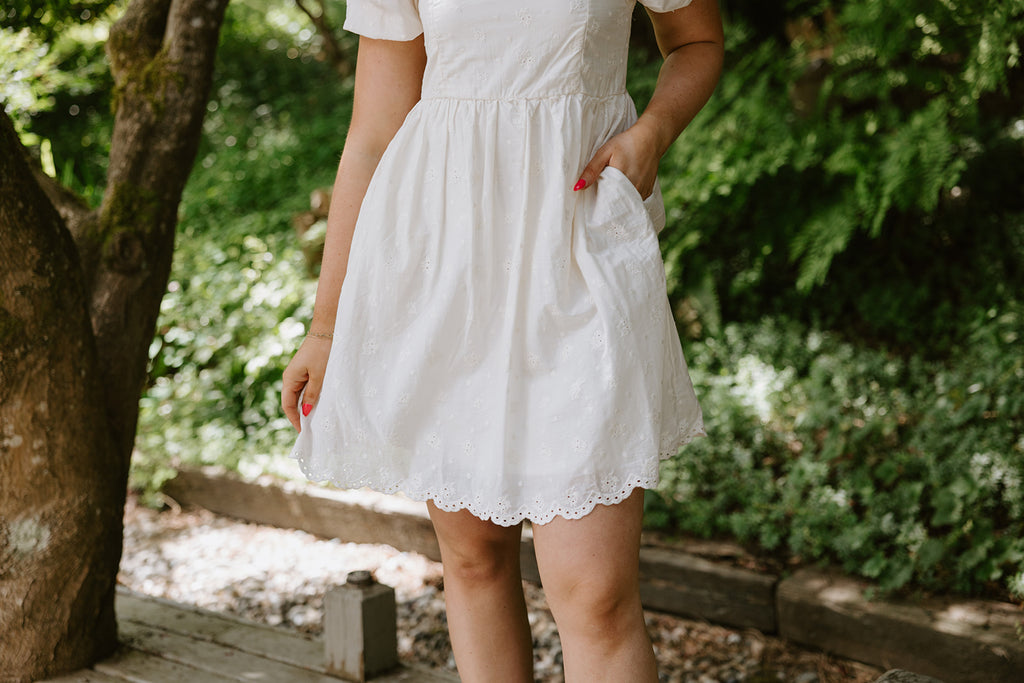 Babydoll Eyelet Dress - Natural