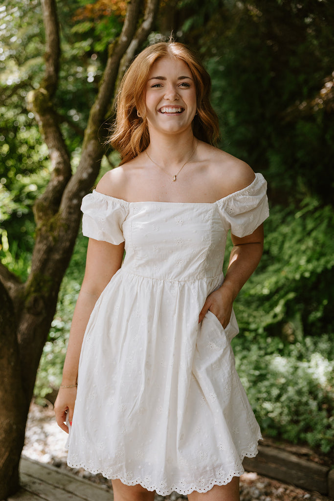 Babydoll Eyelet Dress - Natural