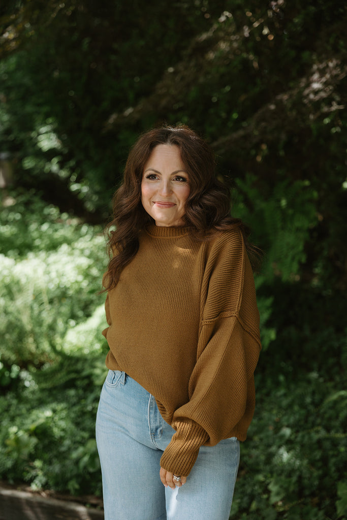 Classic Exposed Seam Sweater - Brown