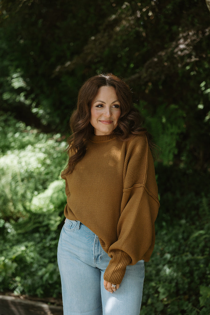 Classic Exposed Seam Sweater - Brown