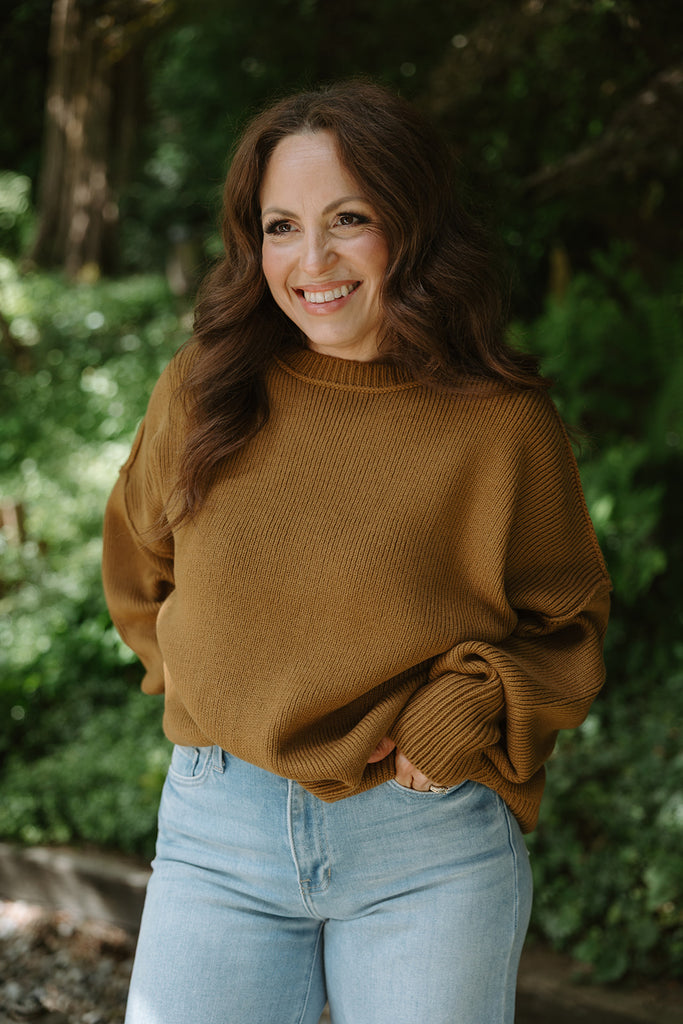 Classic Exposed Seam Sweater - Brown