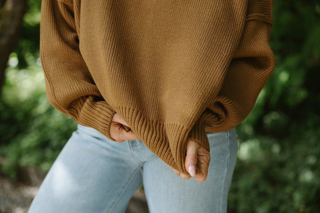 Classic Exposed Seam Sweater - Brown