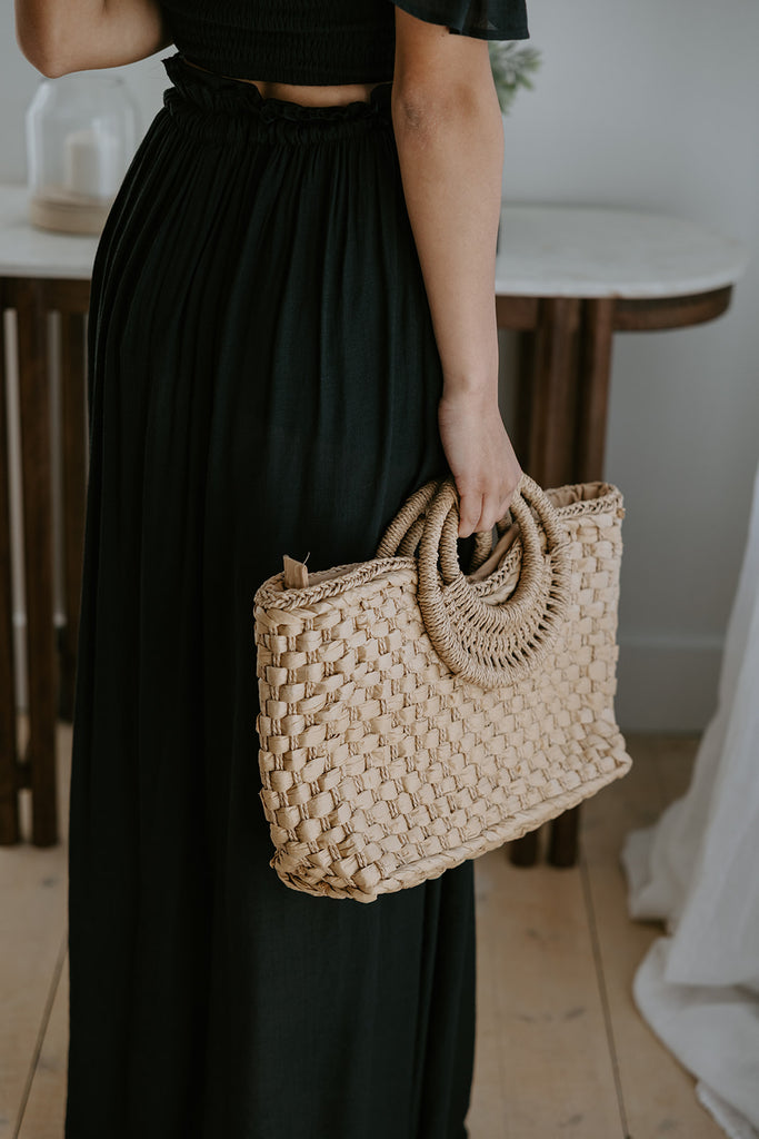 Boho Smocked Top & Maxi Skirt Set - Black