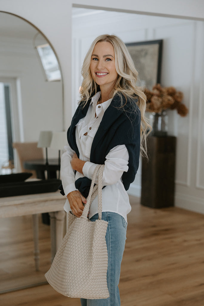 Long Sleeve Tencel Button up - White