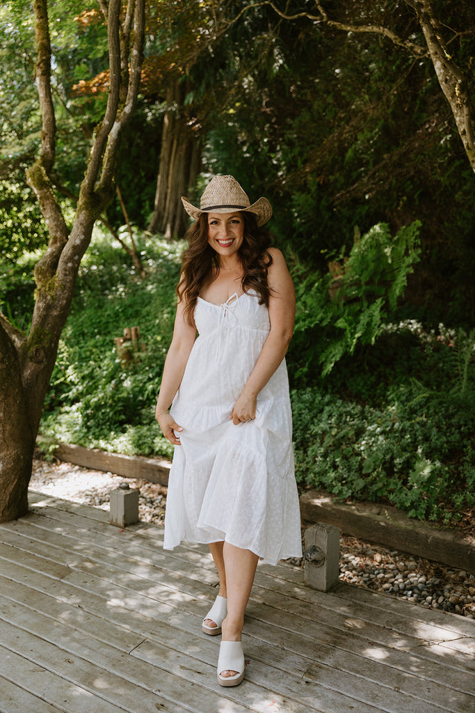 Spaghetti Strap Eyelet Midi Dress