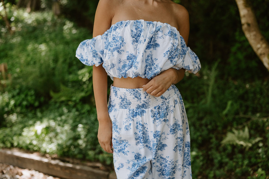 Off Shoulder Ruffle Top and Pant Set