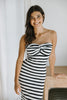 Striped Twist Halter Dress - White/Black