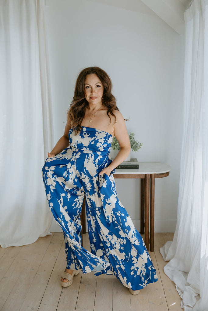 Tube Tie Back Jumpsuit - Blue