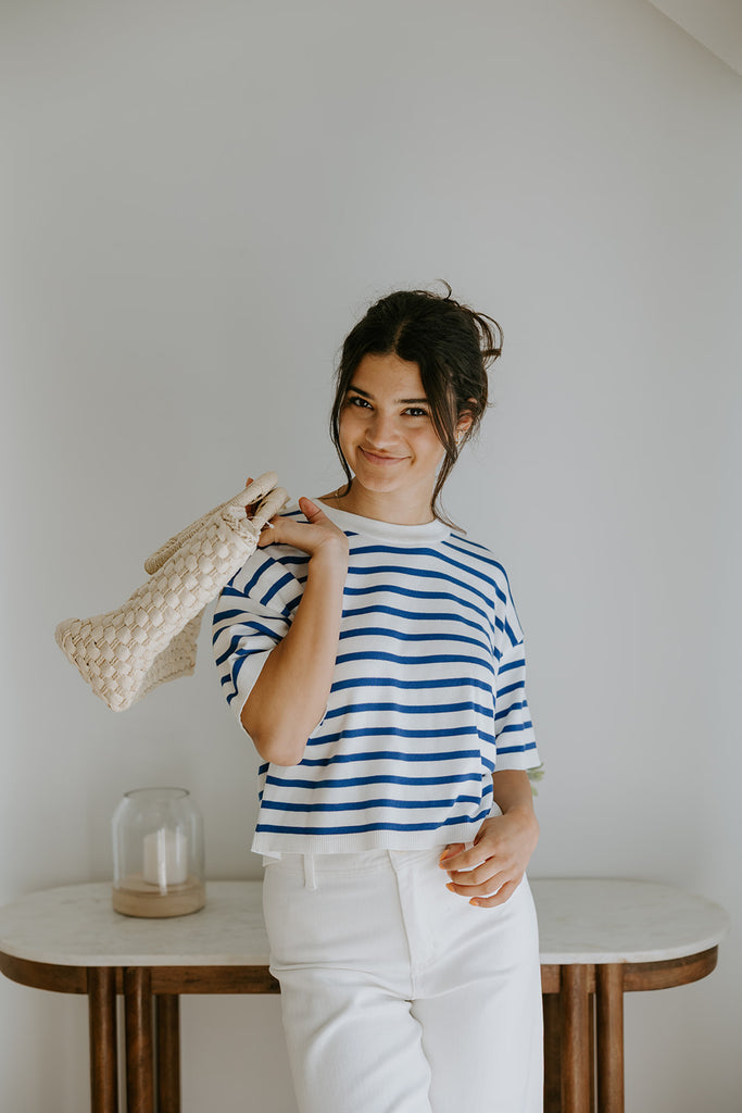 Striped Knit Basic - Blue/Cream